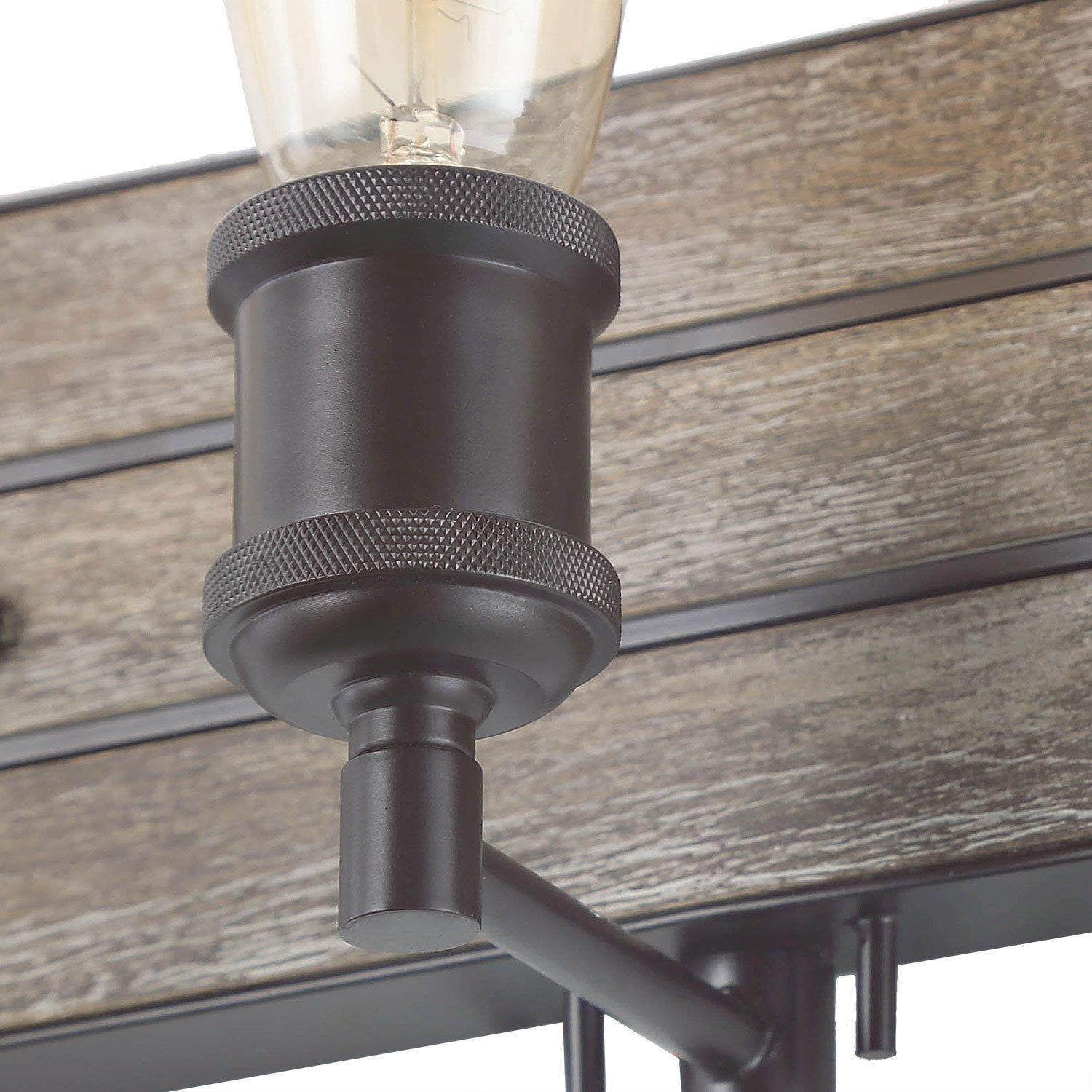 LNC 3-Light Bronze and Brown Wood Farmhouse Bathroom Vanity Light,21.3"L x 5.9"D x 5.1"H