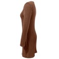 thumbnail image 6 of Fiaer Slimming Sweater Dresses Womens Pocket Quarter Zip Plus Size Scoop Neck Long Sleeve Warm Casual Trendy Solid Ribbing Mini Dress Coffee L, 6 of 6