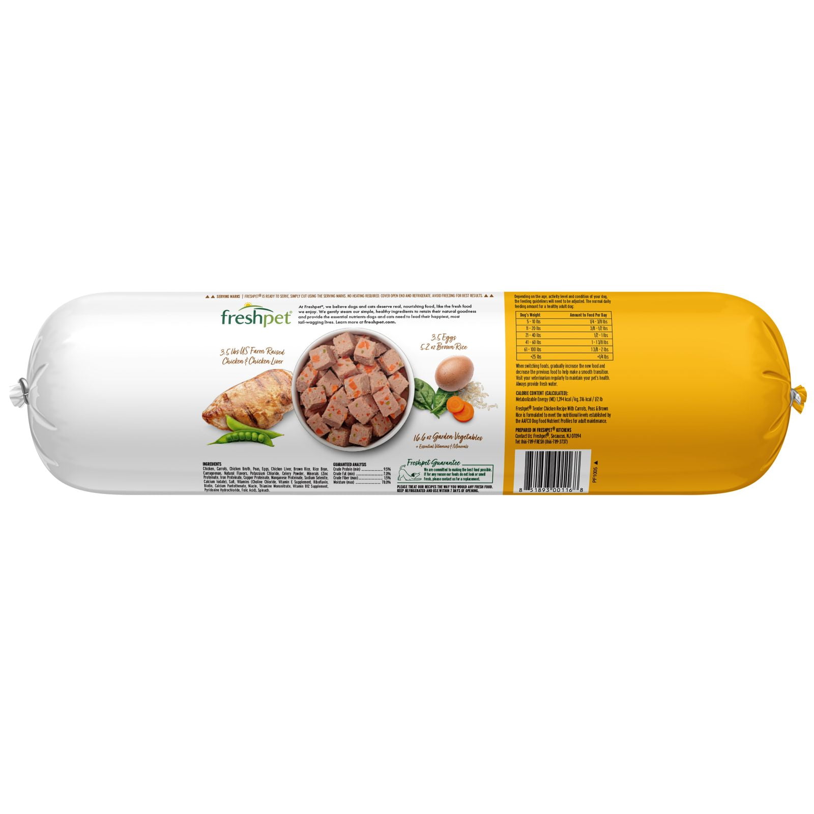 (3 pack) Freshpet Fresh Dog Food, Tender Chicken Recipe, Slice & Serve Roll, 6 lb.