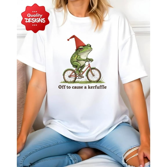 MilkCho Funny Frog T-Shirt: "Off to Cause a Kerfuffle"