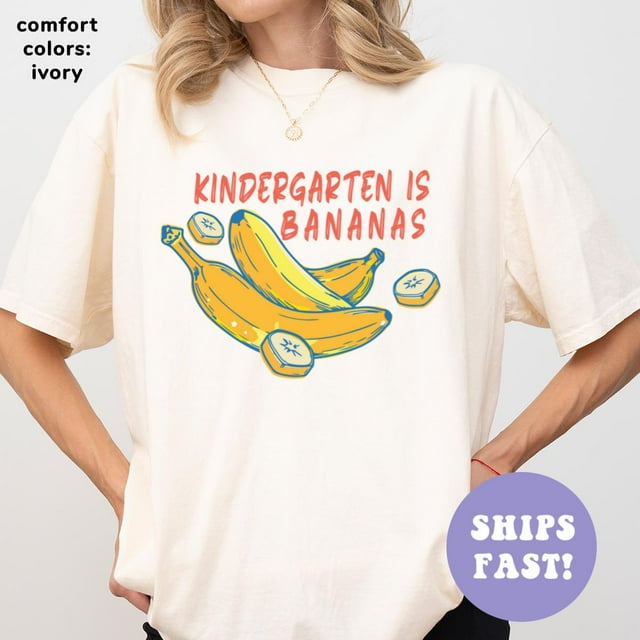 Comfort Colors Maternelle Est Banane T-Shirt, T-Shirt Professeur de Maternelle, Rentrée S - comme sur l'Image - TG