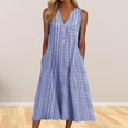 thumbnail image 2 of Robe d'Été pour Femmes avec Poches Boutonnée Décontractée Sans Manches Midi, 2 of 5