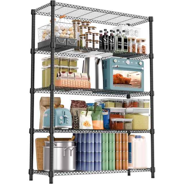 Étagères de Rangement Étagères en Fil Unité d'Étagères de Rangement en Métal Robuste Étagère de Garage Réglable Garde-Manger Cuisine