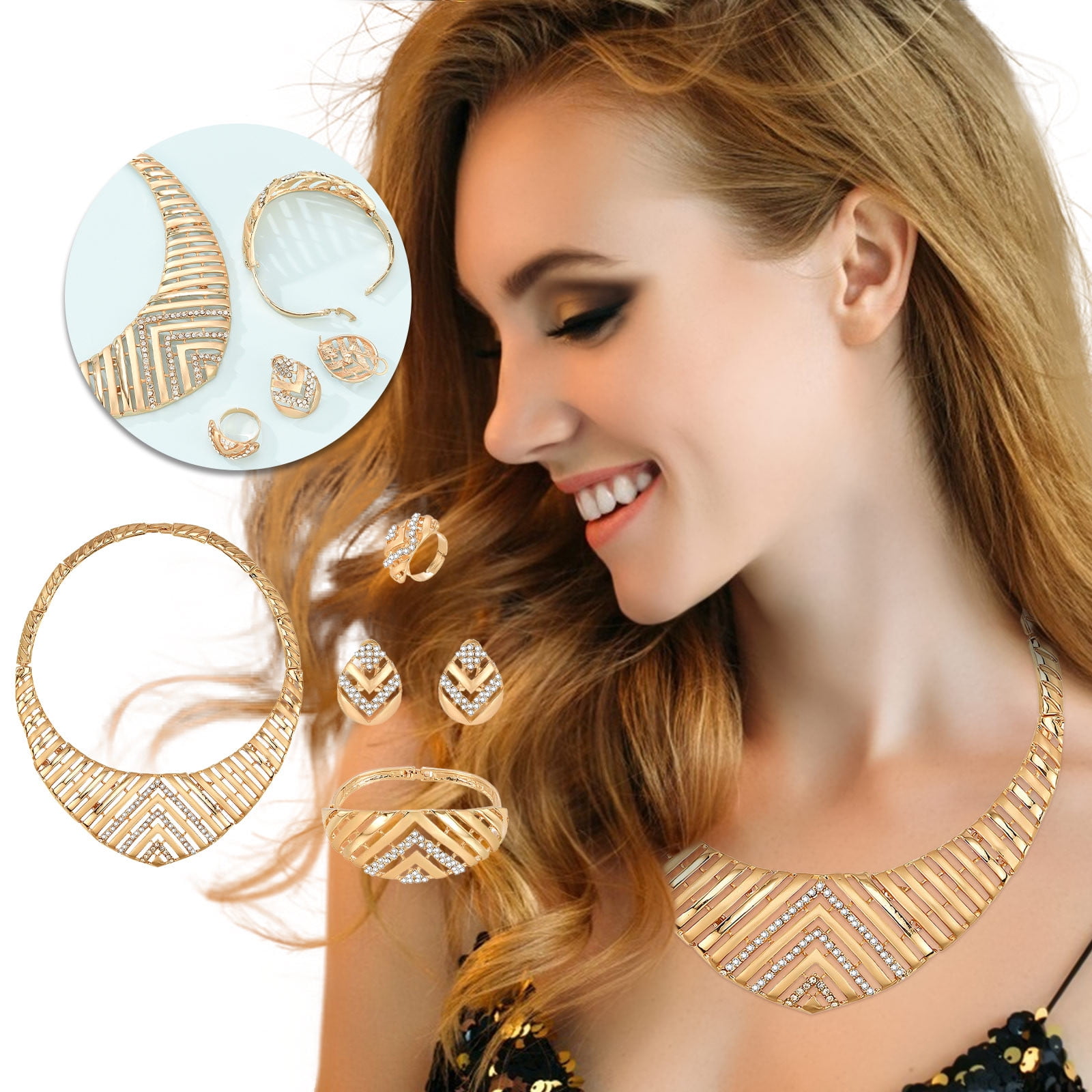 Clearance Ladies Fashion Jewelry Set 5 Piece Accessories Gold Jewelry Deals of The Week On Sale Or Clearance34 Flash Deals Clearance Returns Pallet