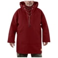 thumbnail image 1 of Men's Retro Stand Collar Hooded Sweatshirt Casual Loose Fit Business Style Mid Length Long Sleeve Solid Color Top, 1 of 7