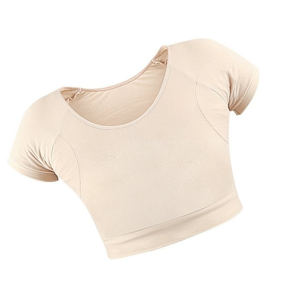 Huhudde Underarm Sweat Vest Armpit Sweatproof Pads Underwear Undershirt Under Armpits Anti Sweat Short Sleeve Mesh Top for Women