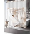 thumbnail image 3 of No Hook Shower Curtain with Snap-in Liner, Western Cowboy Boots Waterproof Fabric Bathroom Curtains, Vintage Country Brown Wooden Bath Curtains & Mesh Top Window 72"x78" Long, 3 of 9