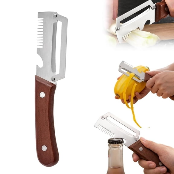 3-in-1 Stainless Steel Potato and Vegetable Peeler with Grater and Bottle Opener