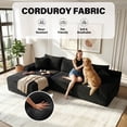 thumbnail image 5 of Aukfa 96" L-Shaped Cloud Sectional Sofa, Modular Boneless Couch with Deep Seat&Left-Facing Chaise for Living Room, Corduroy, Black, 5 of 8