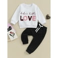 thumbnail image 3 of Valentines Day Toddler Kids Infant Baby Boys Clothes Sets 6M 9M 12M 18M 24M 3Y Letter Embroidery Long Sleeve Pullover Sweatshirts Pants Outfits, 3 of 10