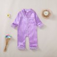 thumbnail image 2 of Tfken Girls Pajamas Jumpsuit Long Sleeve Fall Winter Comfy Casual Sleepwear Homewear Button Daily Wear Soft Loungewear Children Trendy Clothes Size 6-12 Months Purple, 2 of 9