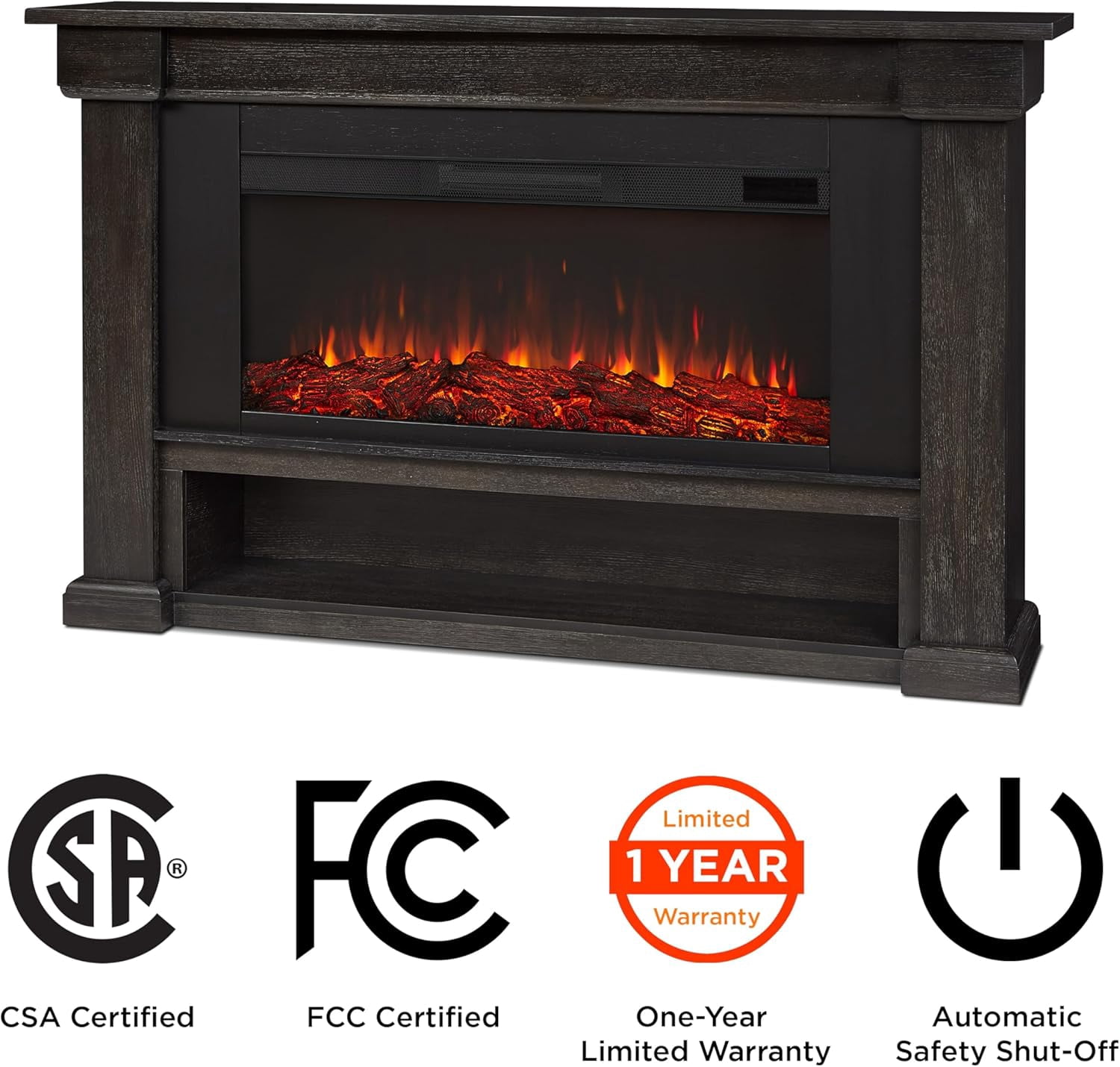 Real Flame Bristow 66" Landscape Electric Fireplace in Weathered Wood