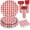 Red, variant on 175 Pcs Gingham Party Supplies Include Yellow Gingham Plates and Napkins Cups Plastic Cutlery Disposable Yellow Checkered Plates Set for Golf Master Party, Picnic, Baby Shower