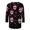 thumbnail image 3 of Craaazy Halloween Printed Shirt For Women Round Neck 3/4 Sleeve T-Shirt Loose Halloween Featival Tops Gifts For Women, 3 of 5