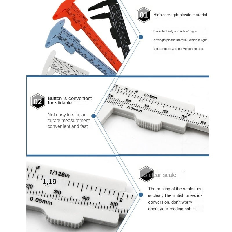 Portable Mini Plastic Sliding Vernier Caliper 0-80mm Double Scale Gauge Student Ruler Measure Tool Small Objects Creative Gifts