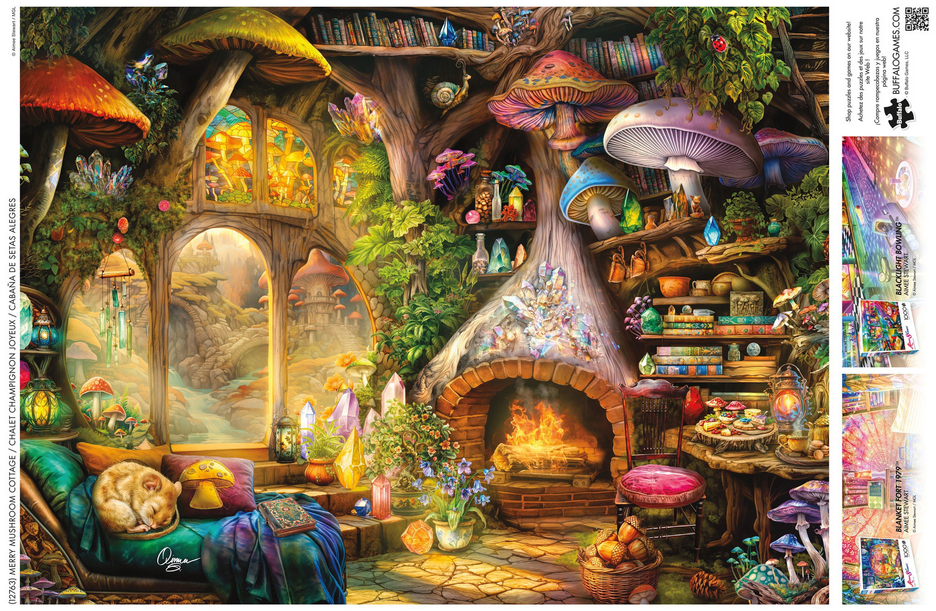 Buffalo Games Merry Mushroom Cottage 1000-Piece 26.75 x 19.75-Inch Interlocking Jigsaw Puzzle for Adults Ages 14+
