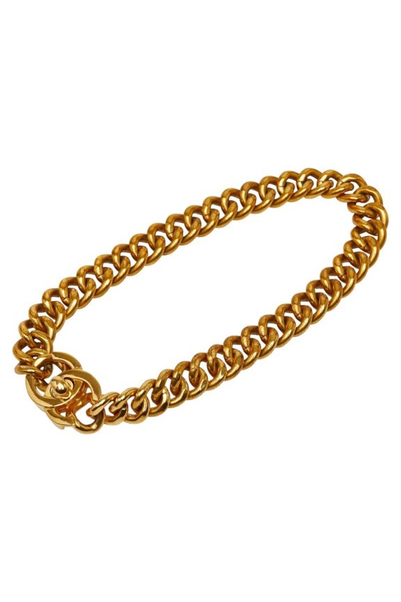 Pre-Owned Chanel Coco Mark Turnlock Chain Necklace, Gold Plated, Women's