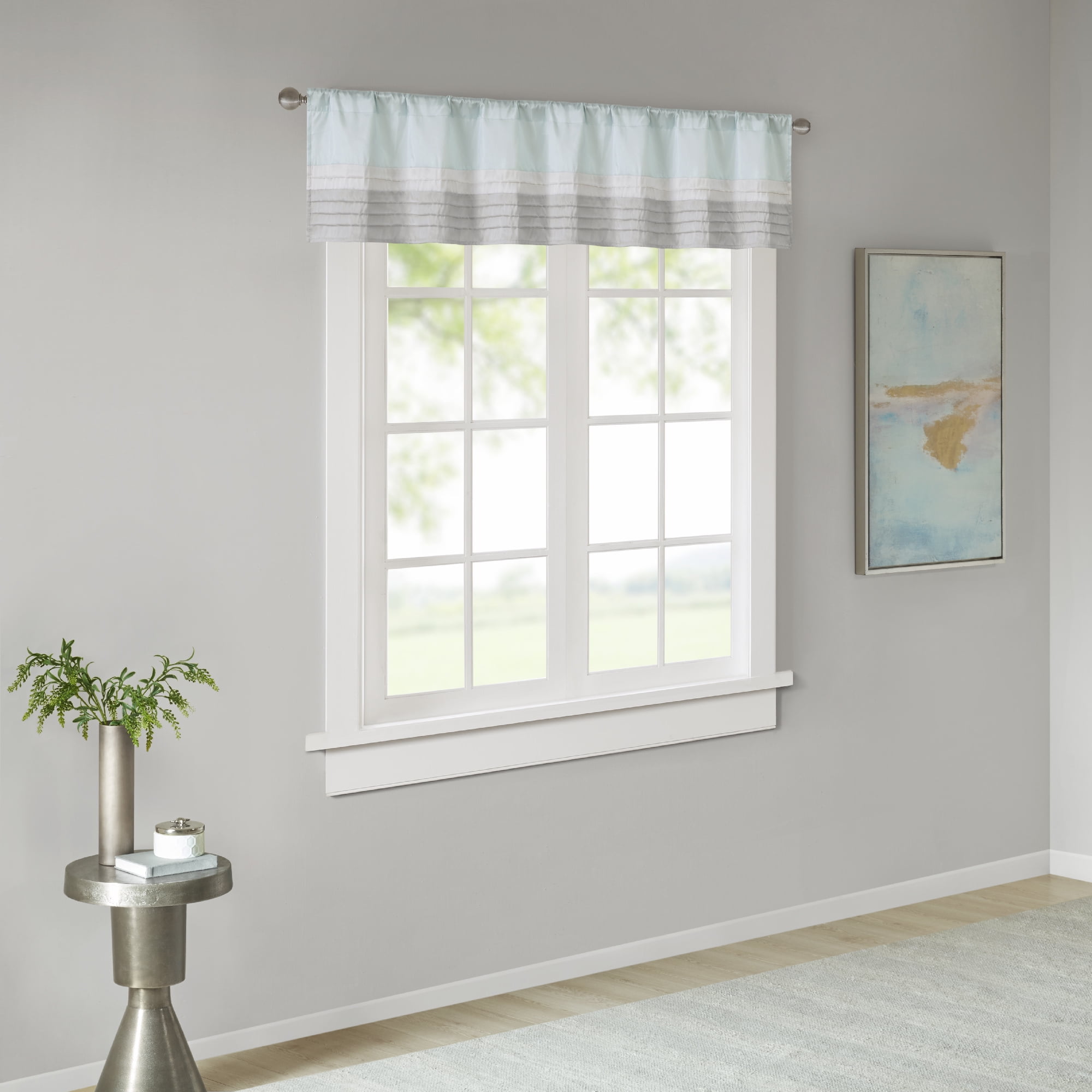 18&#34;x50&#34; Salem Polyoni Pintuck Window Valance Aqua - Madison Park
