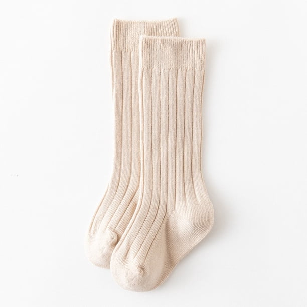 Calcetines hasta la rodilla para bebés, medias de algodón liso a rayas, de 0 a 3 años