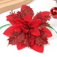 thumbnail image 1 of Cabeza de flor de Navidad con polvo de oro de simulación, flor falsa, corona de Navidad con polvo de oro de múltiples capas, decoración para árbol de Navidad, 1 of 6