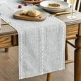 thumbnail image 3 of Sm:)e Linen Table Runner for Dining Table 13 x 48 Inch Light Gray Burlap Linen Style Rustic Farmhouse Kitchen Dining Room Decoraton, 3 of 7