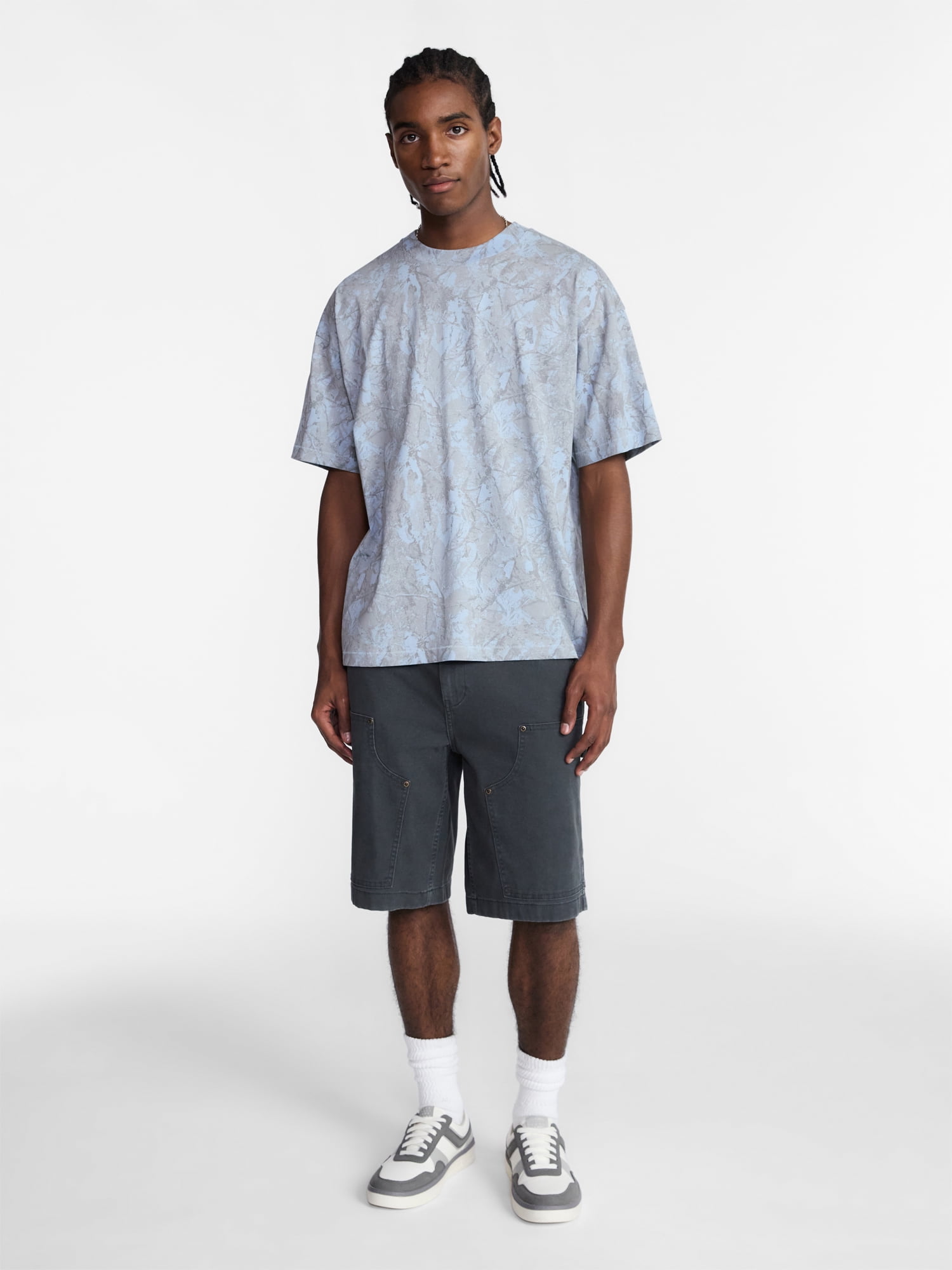No Boundaries Men's Oversized Boxy Tee with Short Sleeves, XS-4XLT