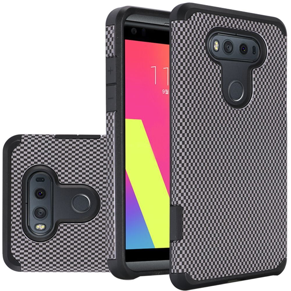 LG V20 Case, LG V20 Phone Case, by Insten Carbon Fiber Slim Hybrid Dual