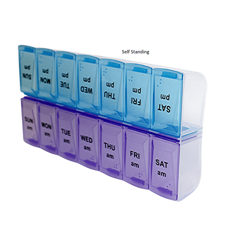 Large Pill Organizer 7 Day 2 Times a Day Weekly Pill Box AM PM Pill Case,  Pill Container Vitamin Case Twice a Day Morning Bedtime 