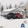 thumbnail image 3 of Riedhoff Metal Carport 20 x 40 x 12 ft, for Multiple Vehicles, Heavy Duty, Vertical Roof, Gray, 3 of 8