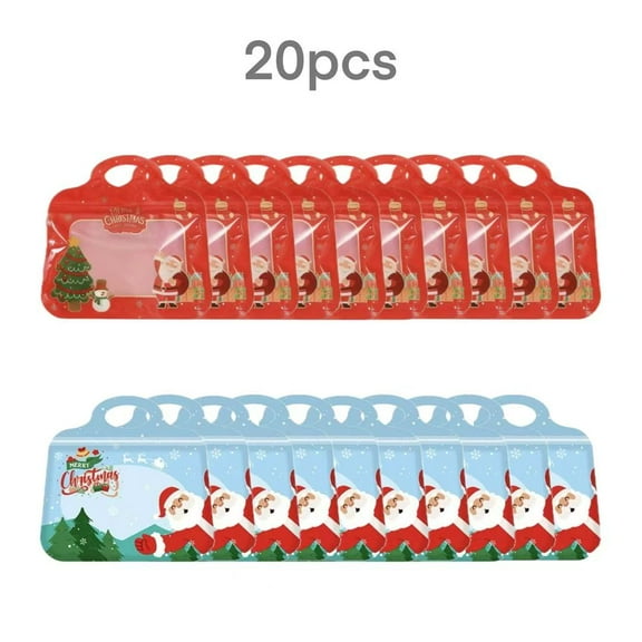 20PCS Festive Christmas Gift Bags, Santa & Snowman Themed Treat Bags with Handles for Gifts, Party Favors