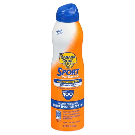 Banana Boat Sport Performance Clear Spray Sunscreen Broad Spectrum SPF 100 - 6 Ounces