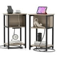 thumbnail image 1 of Costway 2 PCS Nightstand 3-Tier End Table with Charging Station USB Ports & Power Outlets Grey & Black, 1 of 9