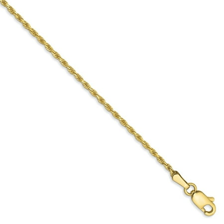 Roy Rose Jewelry 10K Yellow Gold 1.5mm Machine Made Diamond Cut Rope Chain Bracelet ~ Length 8'' inches
