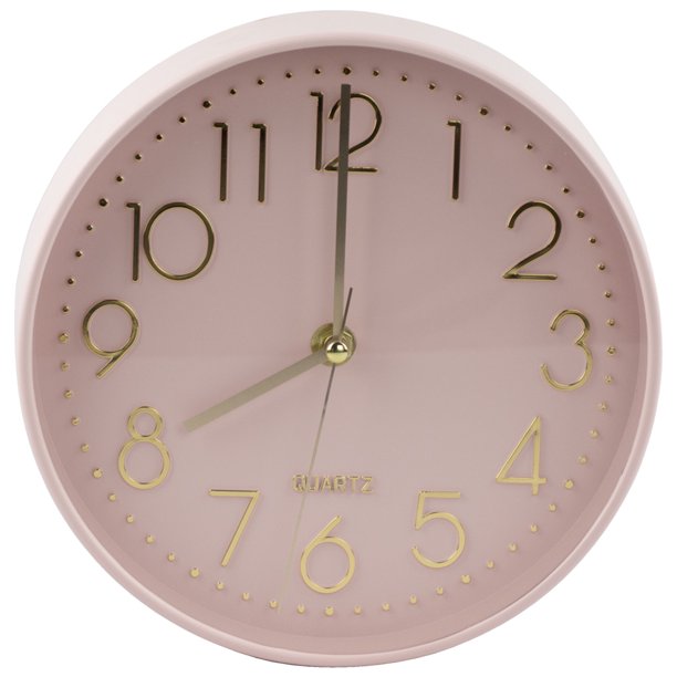 Reloj de Pared Rosa con letras Doradas | Modelo MC2160P | 20x4x20 cm