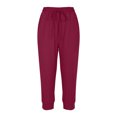thumbnail image 4 of hotojiny Women's Plus Size Capri Sweatpants Soft Cozy Drawstring Cropped Trousers Casual Athletic Lounge Pants with Pockets, 4 of 6