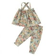 thumbnail image 2 of Sleeveless Tent Top Elastic Band Pant Floral Print Outfit Set (Little Girls), 2 of 9