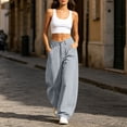 thumbnail image 4 of TEAJOPSUU Womens Baggy Wide Leg Pants High Waist Trousers with Pockets Button Fly Casual Loose Streetwear Pants Gray, 4 of 7