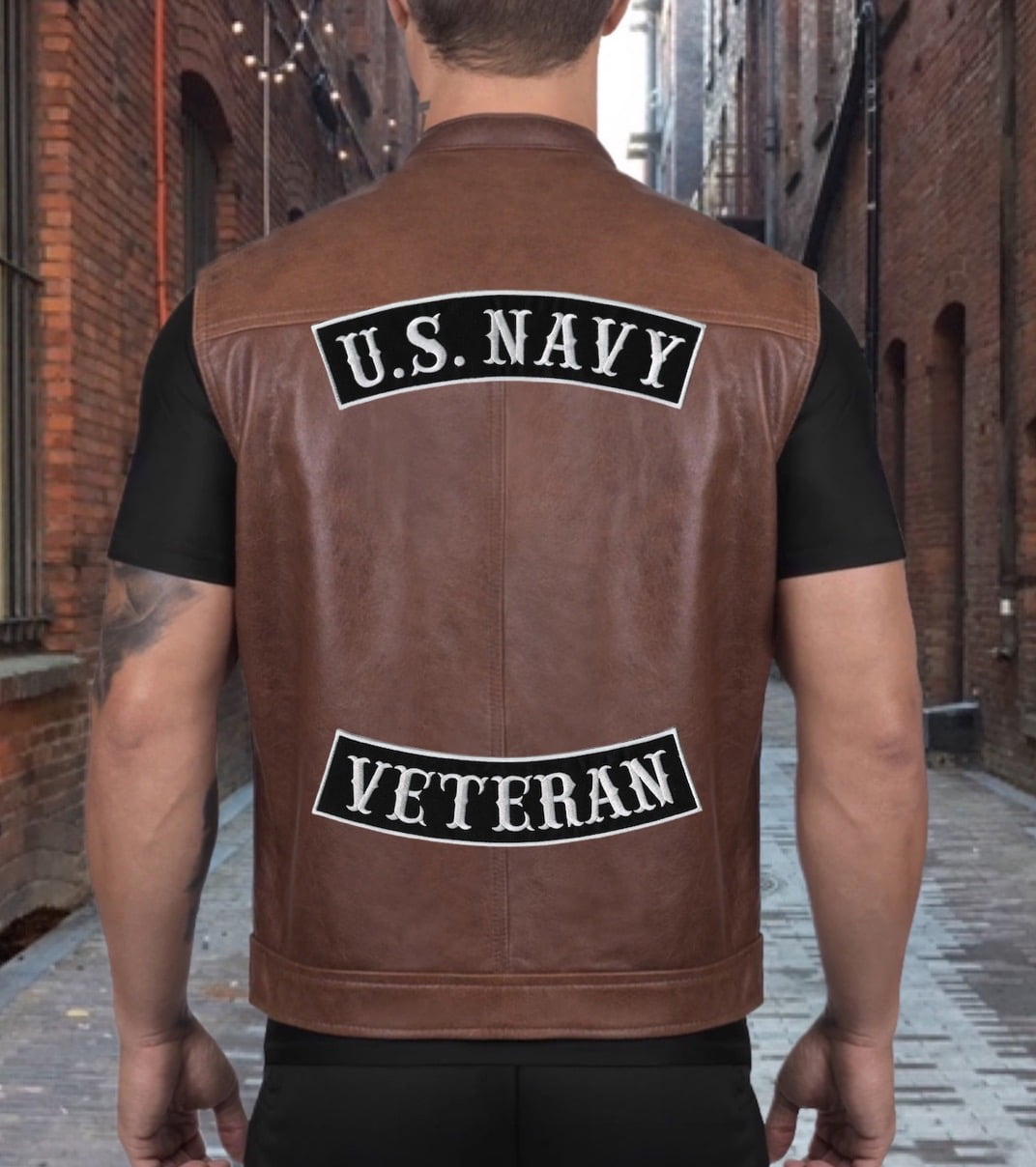 US Navy Veteran Rockers 12" | IFC Rail Road Military Vet Top Bottom Rocker Patch | Large Embroidered Iron On Motorcycle Jacket Patches | 2pc. Set - by Nixon Thread Co.