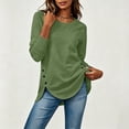 thumbnail image 6 of hotojiny Oversized Tshirts for Women Crewneck Curved Hem Tunic Tees Long Sleeve Loose Basic Tops Fall Pullover(Army Green,Large), 6 of 7