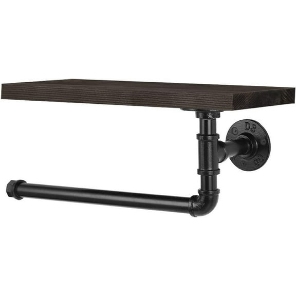 Oumilen Wall-Mounted Paper Towel Holder Dispenser Industrial Pipe Vintage, Black