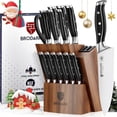 thumbnail image 2 of Knife Block Set: Kitchen Knives Set with Block and Sharpener, 15 Pcs Ultra Sharp Chef knife, High Carbon Stainless Steel, Ergonomic Handle Non-Slip, Silver Wolf Series with Gift Box, 2 of 9