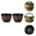 thumbnail image 4 of Pretyzoom Decorative Orchid Planter Simulation Wooden Bucket Flowerpot Plastic Resin 2Pcs 8.9x6.7in, 4 of 8