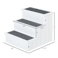 thumbnail image 4 of Noaman PawHut 3 Step Wooden Carpeted Non-Slip Pet Stairs Ramp for Cats and Small Dogs, 16" L x 17.5" D x 15" H, Supports Up to 65 lbs, White, 4 of 7