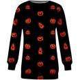 thumbnail image 3 of Chandail en Molleton Citrouille Chat pour Femmes Halloween Col Rond Pull Manches Longues Hauts Décontractés Amples, 3 of 5