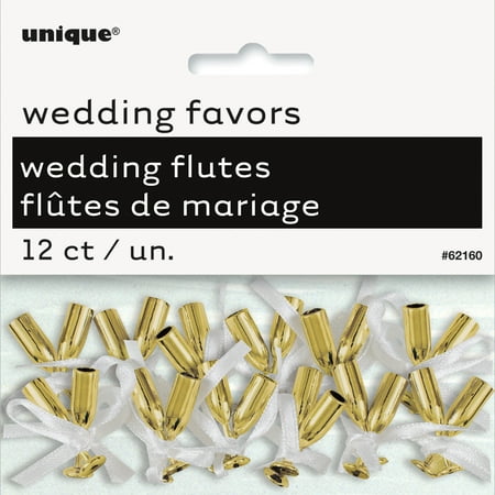 Wedding Flutes 12/Pkg-Gold, Pk 6, Unique Industries