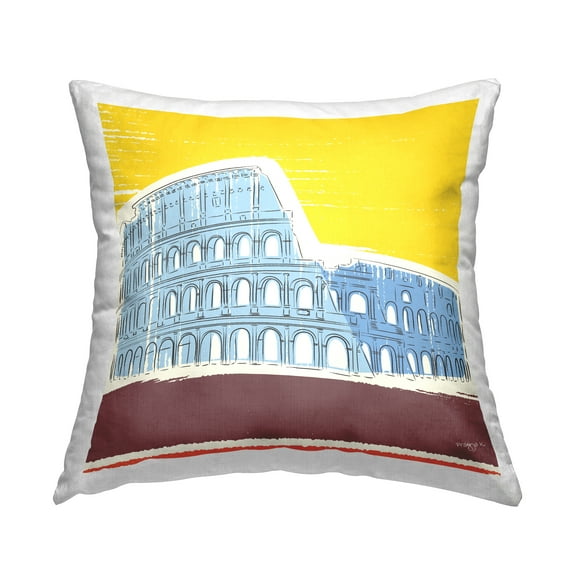 Stupell Industries Yellow Colosseum Landmark Decorative Printed Throw Pillow, 18 x 18