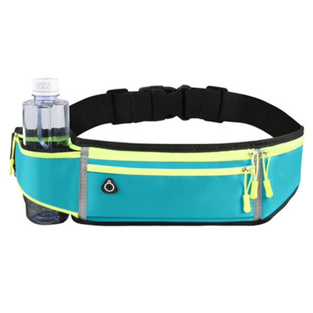 Riñonera con bolsa de hidratación y botella de agua para correr, riñonera reflectante, azul