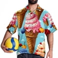 thumbnail image 4 of Ice Cream Men's Button Down Casual Hawaiian Print Short Sleeve Summer Beach Shirt, 4 of 6