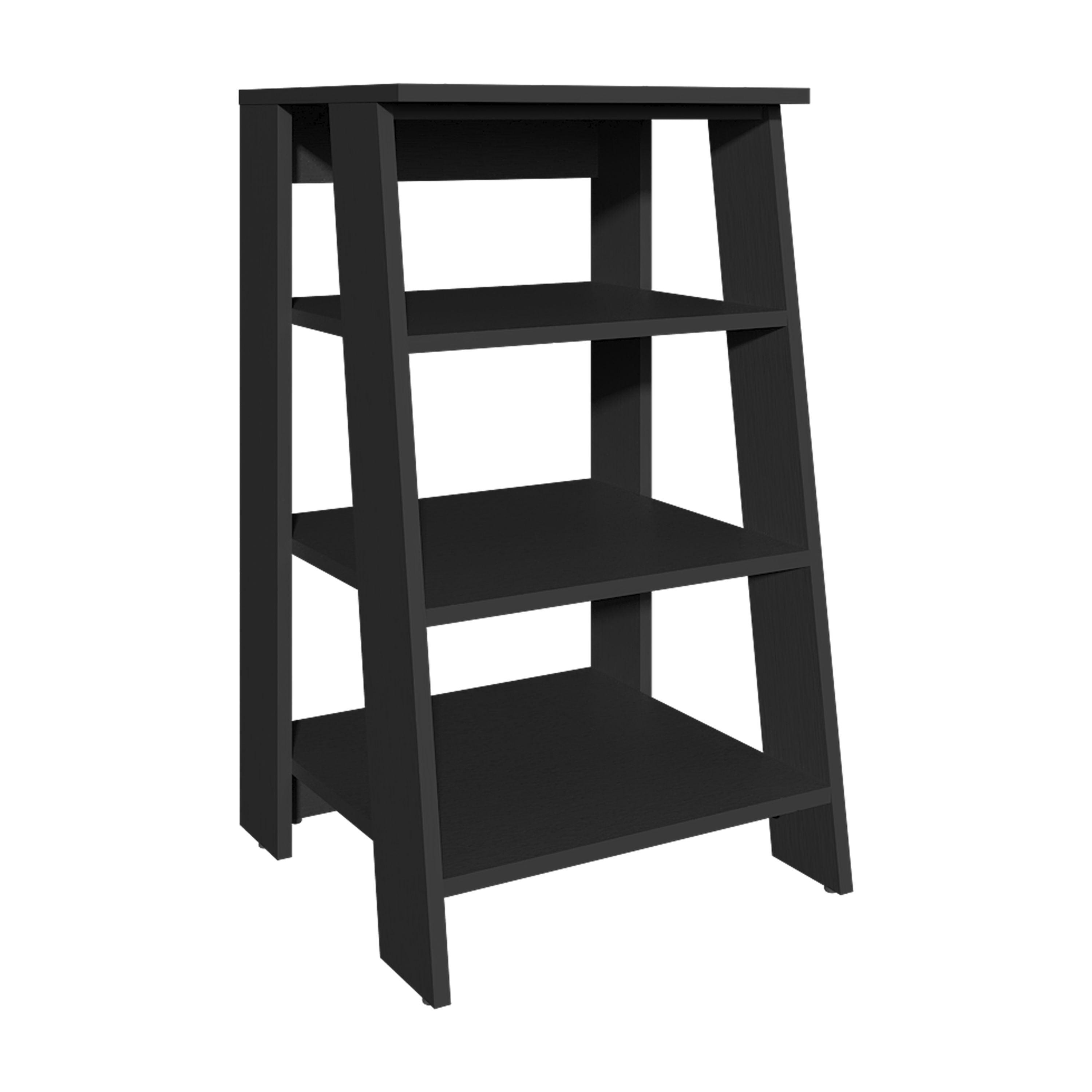 30" High 4-Tier Ladder Shelf Organizer for Bathroom, Side Table, Living Room, Black
