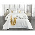 thumbnail image 3 of Ambesonne Black White Quilted Bedspread Set 3 Pcs, Template Solo Vibes, Queen Size, Yellow Black White, 3 of 5